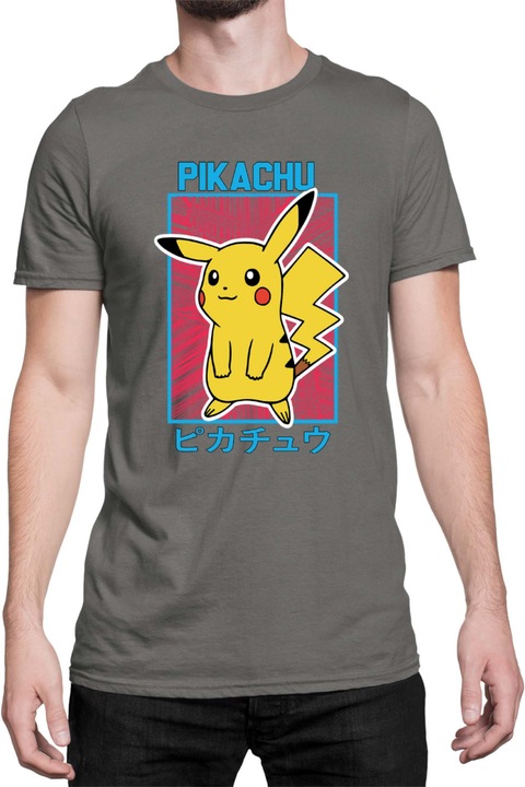 Férfi póló Japan Manga Anime Comics Tralala Pokemon Pikachu 04, Sötétszürke
