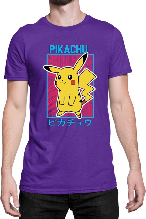 Férfi póló Japan Manga Anime Comics Tralala Pokemon Pikachu 04, Mályvaszín