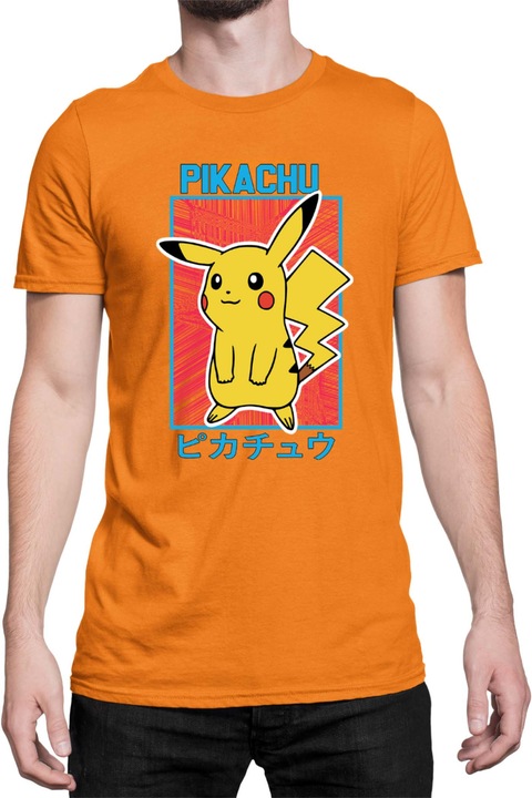 Férfi póló Japan Manga Anime Comics Tralala Pokemon Pikachu 04, Narancssárga