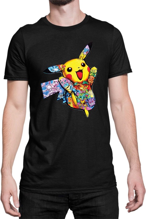 Férfi póló Japan Manga Anime Comics Tralala Pokemon Pikachu 05, Fekete
