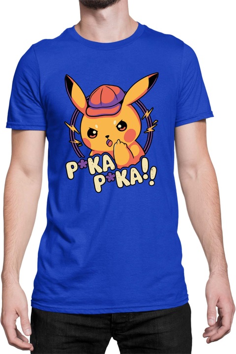 Férfi póló Japan Manga Anime Comics Tralala Pokemon Pika Pika, Kék