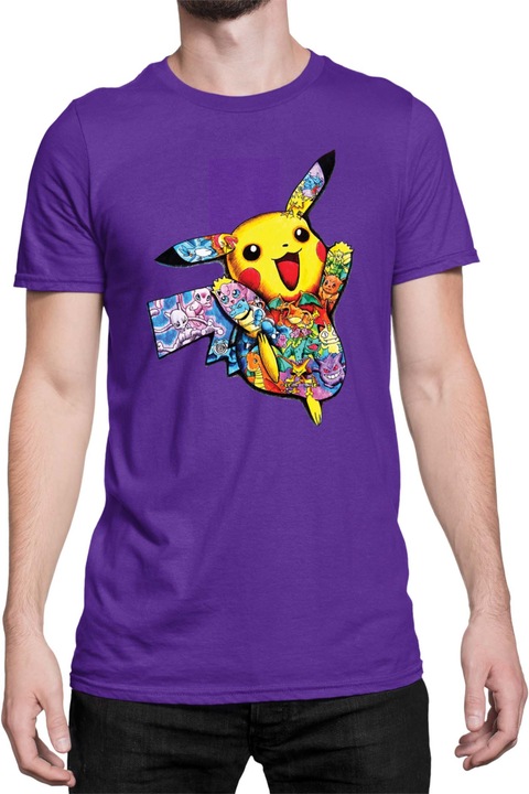 Férfi póló Japan Manga Anime Comics Tralala Pokemon Pikachu 05, Mályvaszín