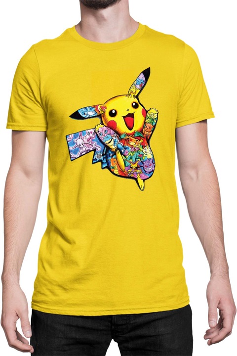 Férfi póló Japan Manga Anime Comics Tralala Pokemon Pikachu 05, Sárga