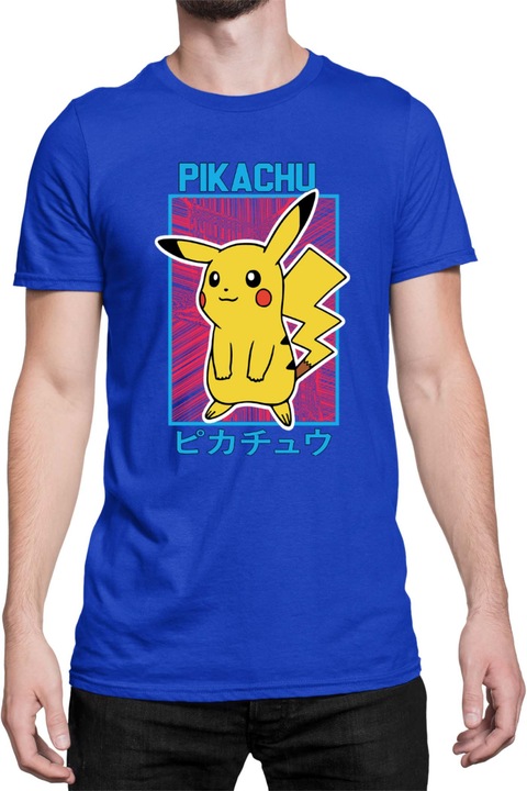 Férfi póló Japan Manga Anime Comics Tralala Pokemon Pikachu 04, Kék