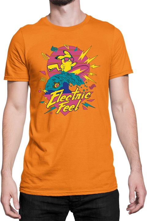 Férfi póló Japan Manga Anime Comics Tralala Pokemon Pikachu Electric Feel, Narancssárga