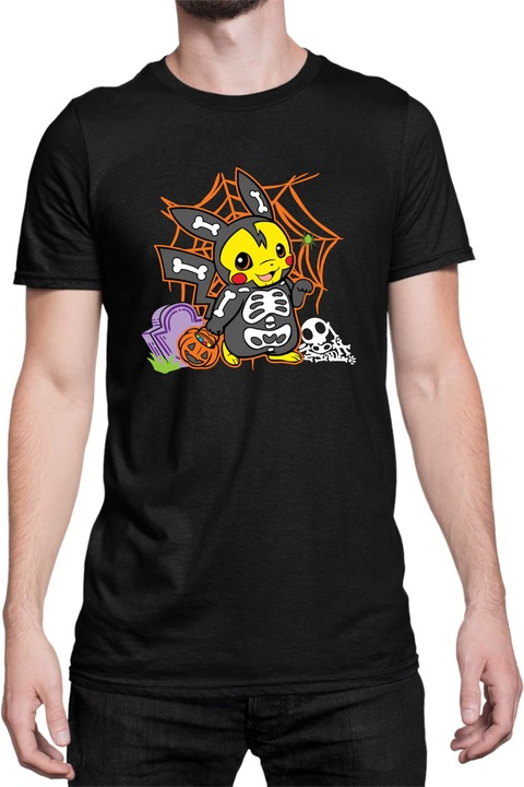Férfi póló Japan Manga Anime Comics Tralala Pokemon Pikachu Halloween 01, Fekete