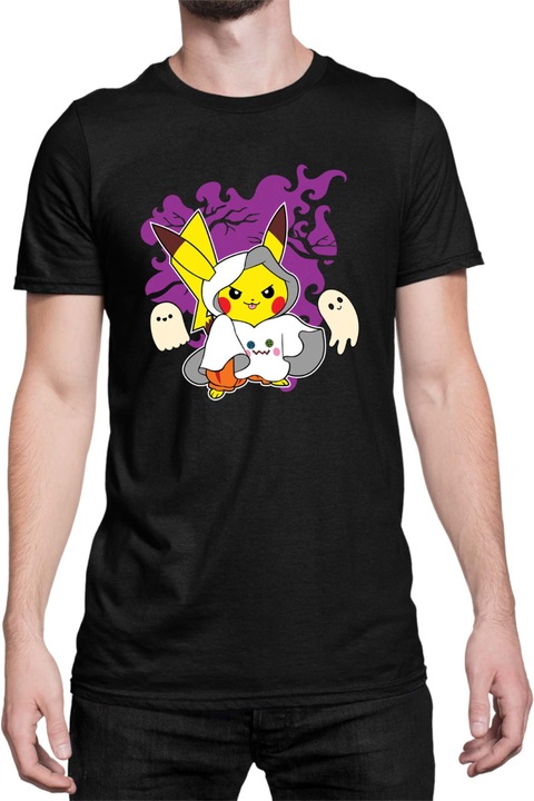 Férfi póló Japan Manga Anime Comics Tralala Pokemon Pikachu Halloween 02, Fekete
