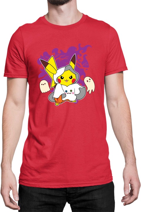 Férfi póló Japan Manga Anime Comics Tralala Pokemon Pikachu Halloween 02, Piros