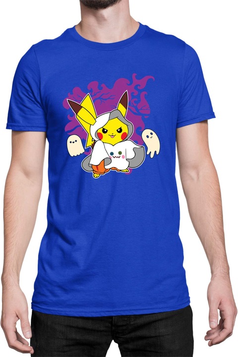 Férfi póló Japan Manga Anime Comics Tralala Pokemon Pikachu Halloween 02, Kék