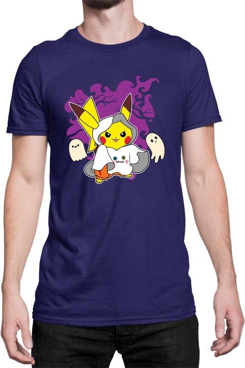Férfi póló Japan Manga Anime Comics Tralala Pokemon Pikachu Halloween 02, Tengerészkék