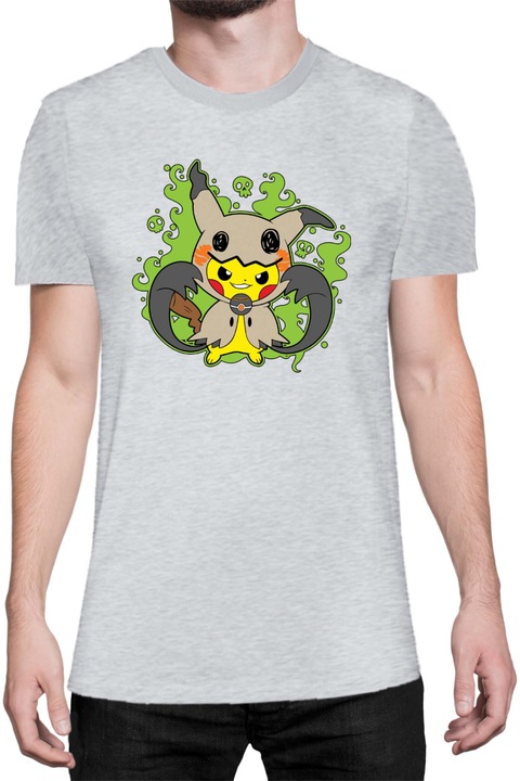 Férfi póló Japan Manga Anime Comics Tralala Pokemon Pikachu Halloween 03, Melange világosszürke