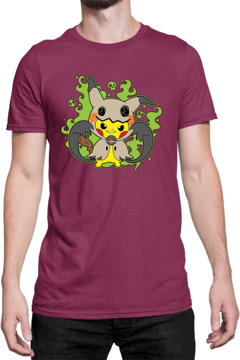 Férfi póló Japan Manga Anime Comics Tralala Pokemon Pikachu Halloween 03, Bordó
