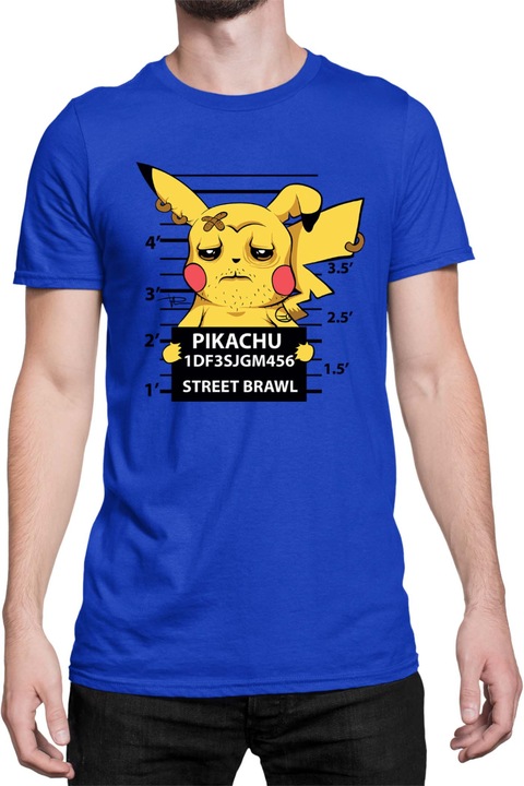 Férfi póló Japan Manga Anime Comics Tralala Pokemon Pikachu Wanted, Kék