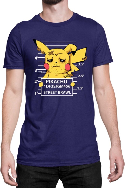 Férfi póló Japan Manga Anime Comics Tralala Pokemon Pikachu Wanted, Tengerészkék