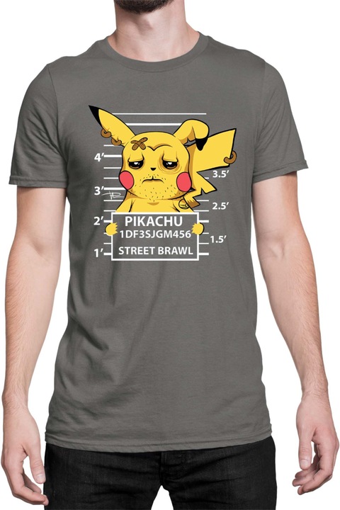Férfi póló Japan Manga Anime Comics Tralala Pokemon Pikachu Wanted, Sötétszürke