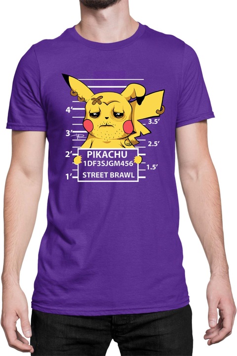 Férfi póló Japan Manga Anime Comics Tralala Pokemon Pikachu Wanted, Mályvaszín