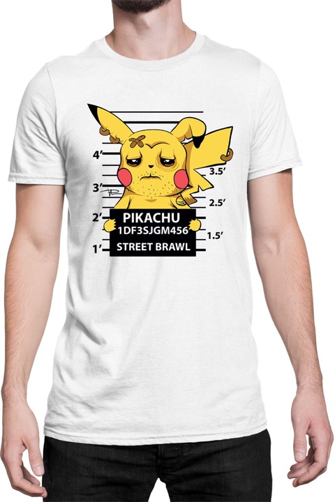Férfi póló Japan Manga Anime Comics Tralala Pokemon Pikachu Wanted, Fehér