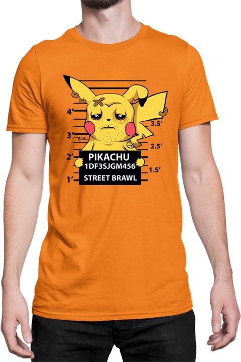 Férfi póló Japan Manga Anime Comics Tralala Pokemon Pikachu Wanted, Narancssárga