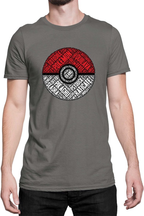 Férfi póló Japan Manga Anime Comics Tralala Pokemon Pokeball, Sötétszürke