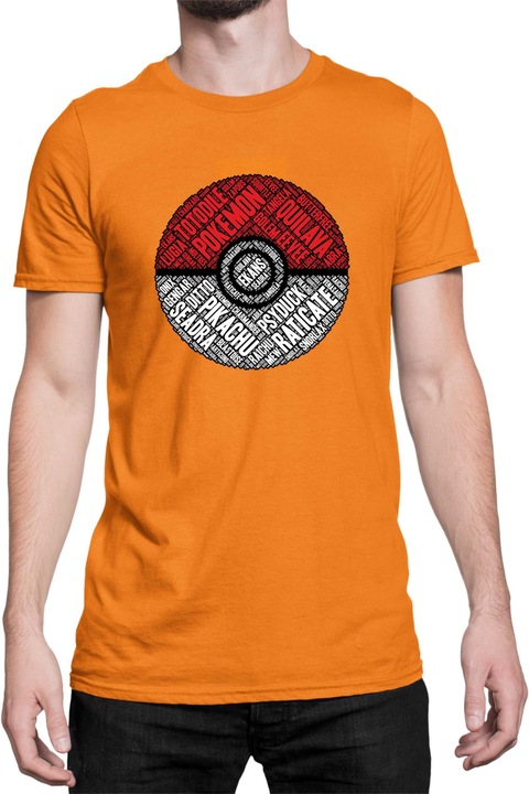 Férfi póló Japan Manga Anime Comics Tralala Pokemon Pokeball, Narancssárga