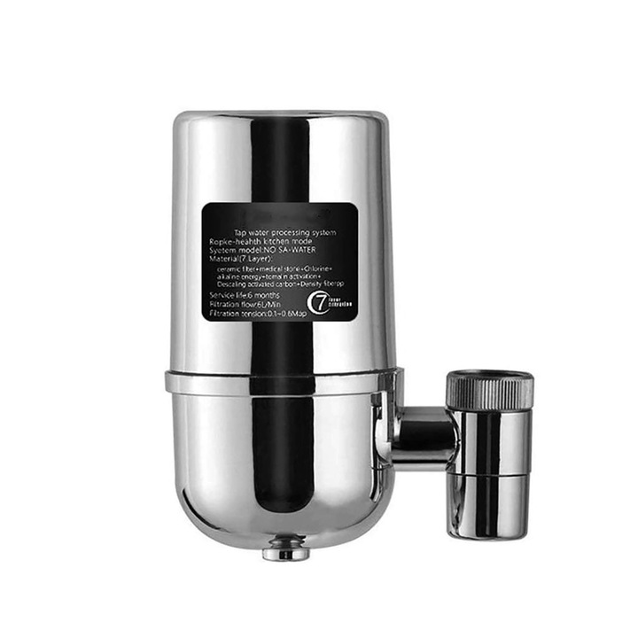 Sistem filtrare apa YWX, ultrafiltrare/microfiltrare, 7 straturi, cartus reutilizabil, alb, pentru chiuveta