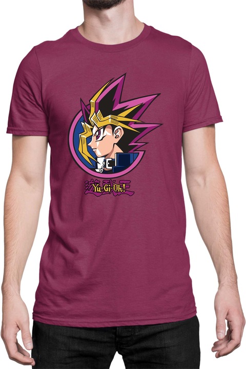 Férfi póló Japan Manga Anime Comics Tralala Yu Gi Oh 02, Bordó