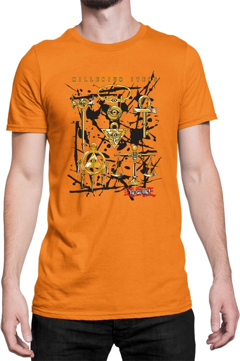 Férfi póló Japan Manga Anime Comics Tralala Yu Gi Oh 07, Narancssárga