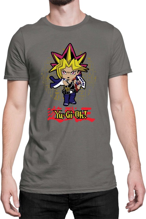 Férfi póló Japan Manga Anime Comics Tralala Yu Gi Oh 10, Sötétszürke