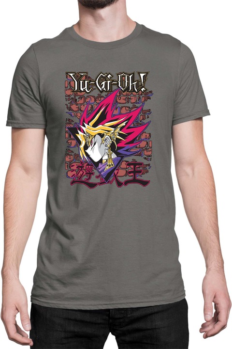 Férfi póló Japan Manga Anime Comics Tralala Yu Gi Oh 11, Sötétszürke