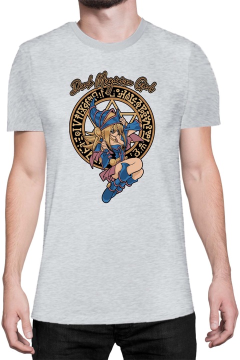 Férfi póló Japan Manga Anime Comics Tralala Yu Gi Oh Dark Magician Girl, Melange világosszürke