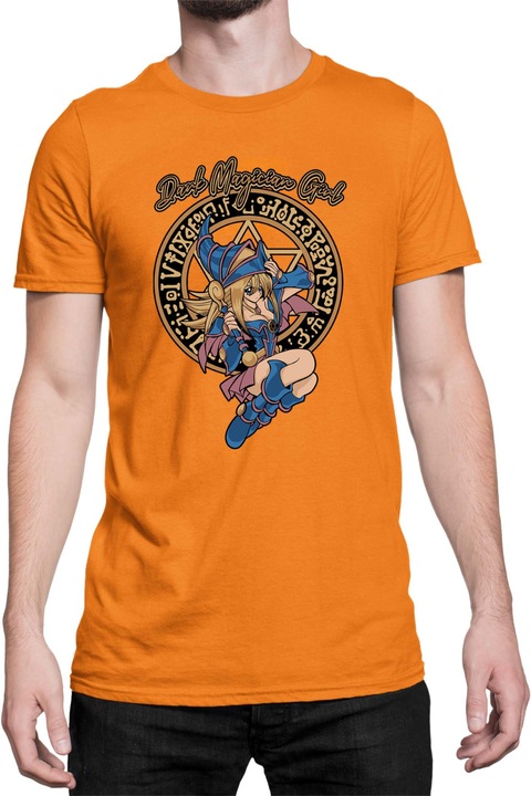Férfi póló Japan Manga Anime Comics Tralala Yu Gi Oh Dark Magician Girl, Narancssárga