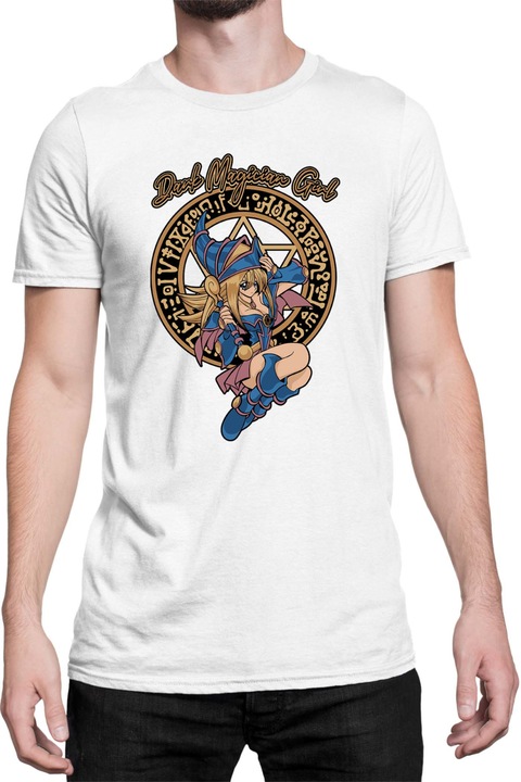 Férfi póló Japan Manga Anime Comics Tralala Yu Gi Oh Dark Magician Girl, Fehér