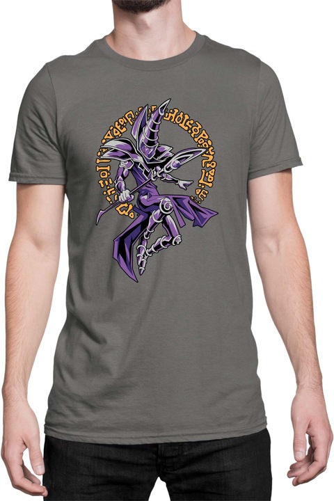 Férfi póló Japan Manga Anime Comics Tralala Yu Gi Oh Dark Magician, Sötétszürke