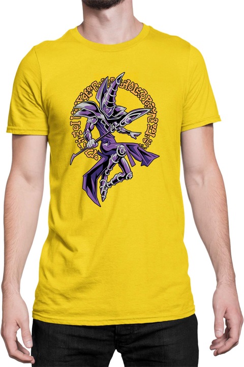 Férfi póló Japan Manga Anime Comics Tralala Yu Gi Oh Dark Magician, Sárga