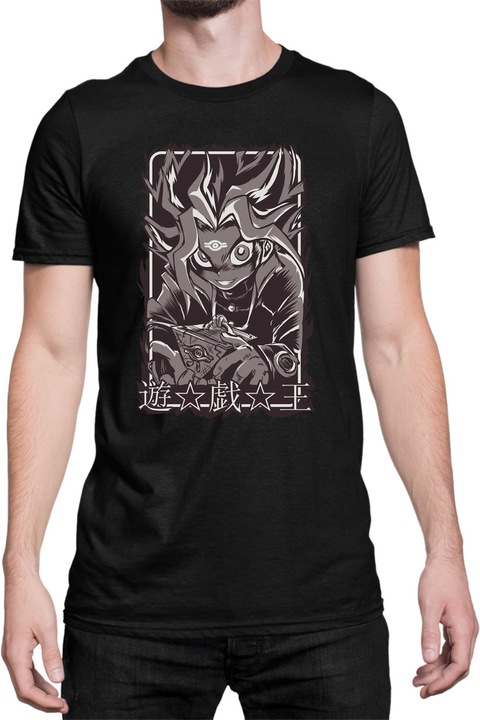 Férfi póló Japan Manga Anime Comics Tralala Yu Gi Oh Dark, Fekete