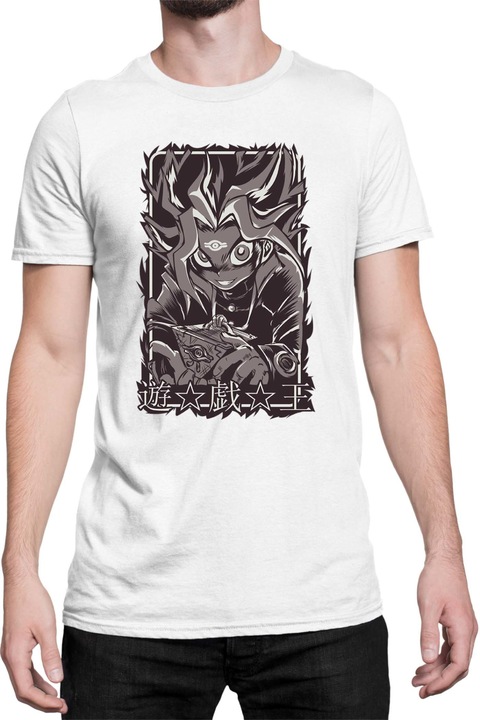 Férfi póló Japan Manga Anime Comics Tralala Yu Gi Oh Dark, Fehér