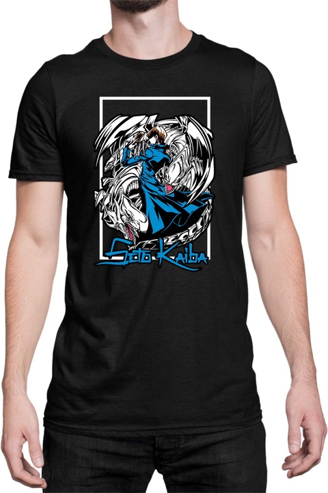 Férfi póló Japan Manga Anime Comics Tralala Yu Gi Oh Seto Kaiba, Fekete