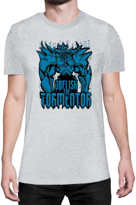 Férfi póló Japan Manga Anime Comics Tralala Yu Gi Oh Obelisk The Tormentor, Melange világosszürke