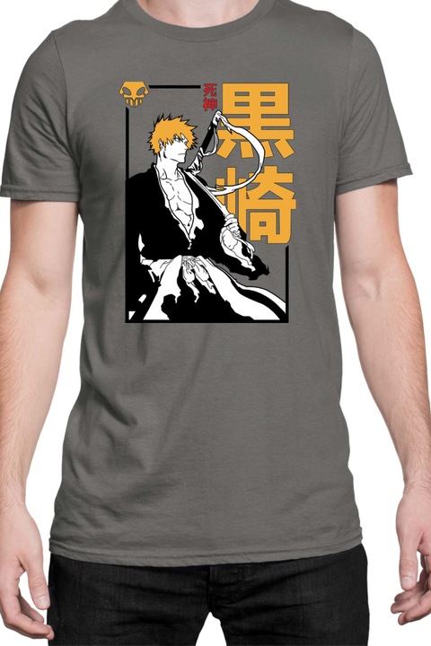 Tricou barbati Manga Japan Anime Comics Animation Tralala Bleach Shinigami, Gri melange inchis, S