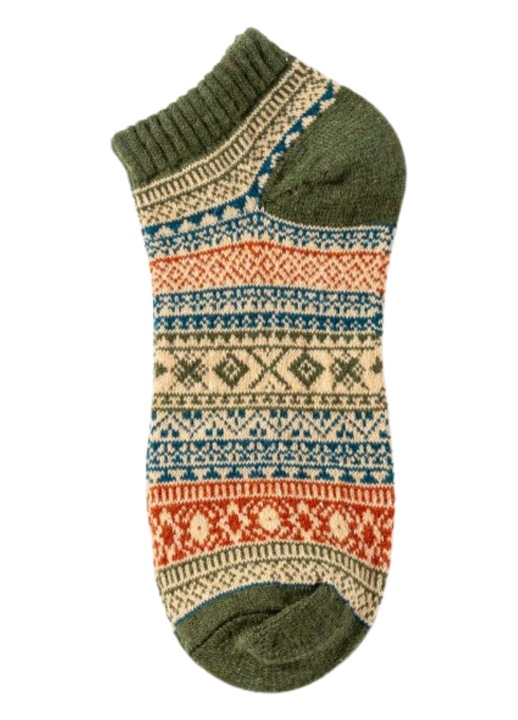 Set 5 perechi, Sosete, sosete scurte, pentru barbati, bumbac, respirabile casual, model multicolor fashion, CoziSox, Verde, 36-44