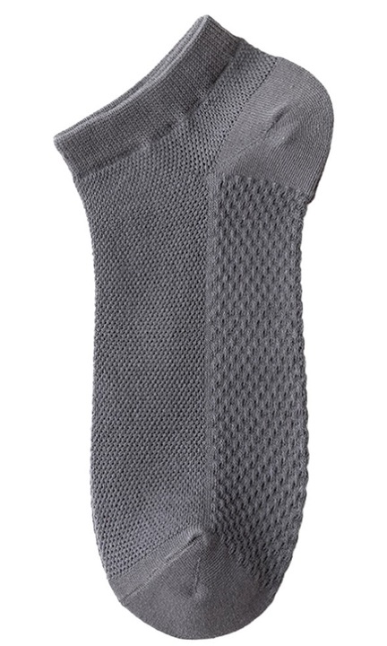 Set 3 perechi, Sosete, scurte, pentru barbati, bumbac subtire, casual, respirabile, Gri inchis, marimea 38-44 EU, CoziSox