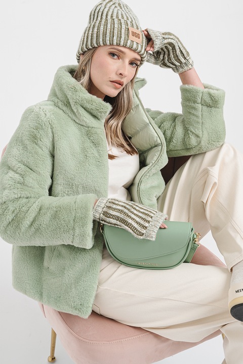 Colmar, Pihével bélelt kifordítható bolyhos télikabát, Halványzöld