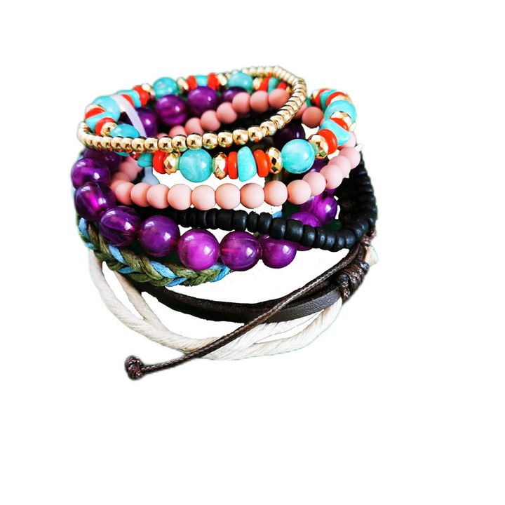 Set 7 bratari, Metal, Multicolor