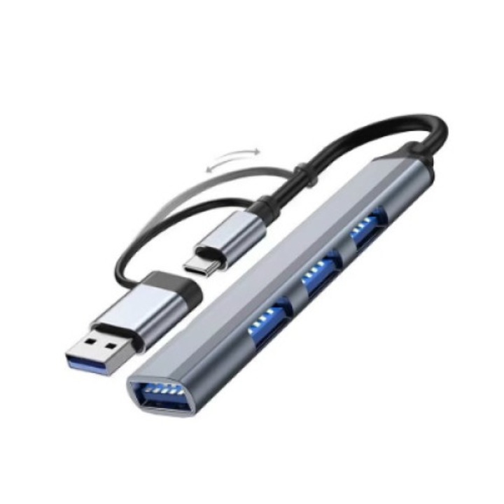 Statie de andocare 2-in-1, TYPEC+USB, extensie 4 porturi USB, compatibila multi-OS