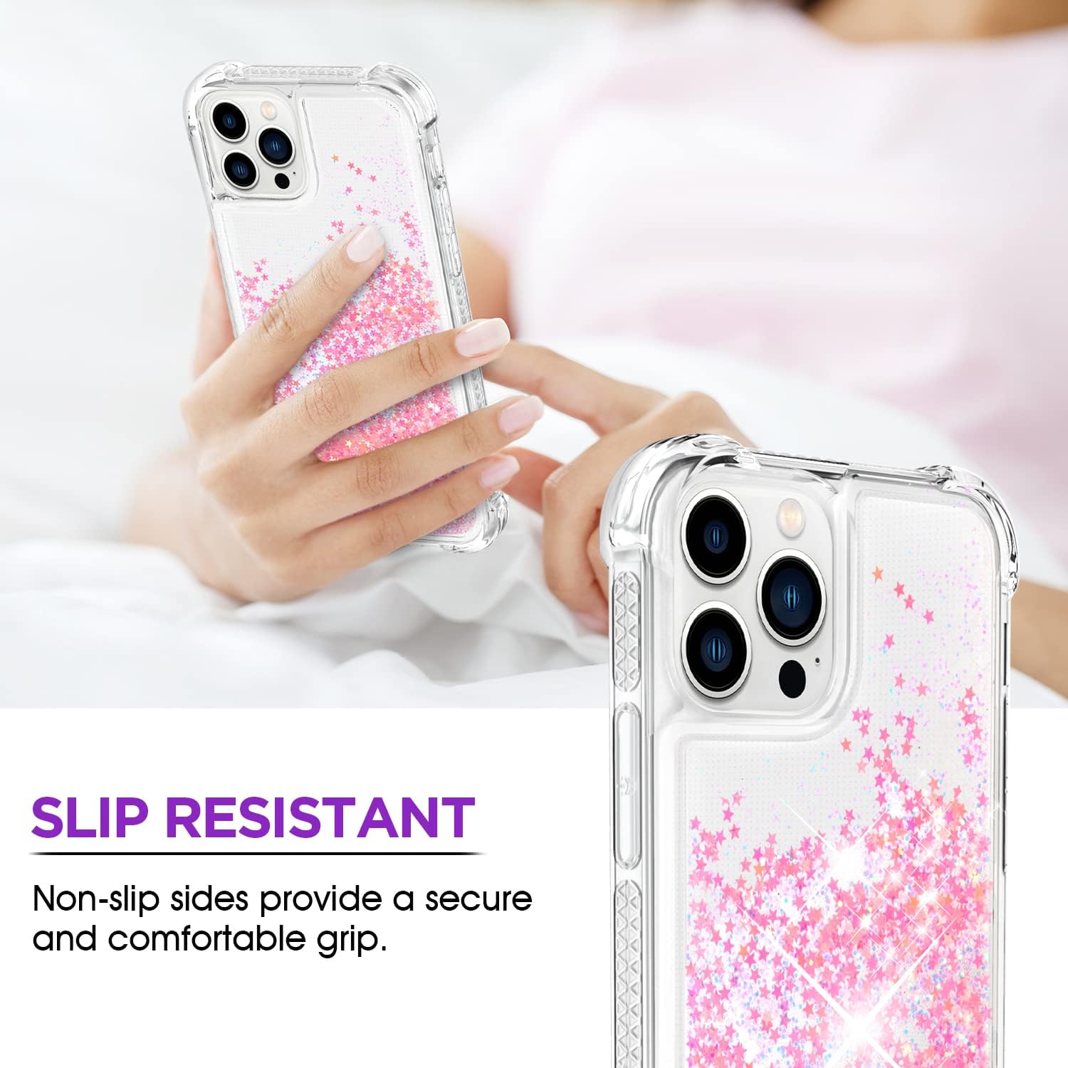 Husa telefon tip portofel, compatibila Apple iPhone 15, roz, anti-alunecare