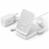 Incarcator wireless Anker, "MagGo" 15W, 3-in-1, pliabil, 3 x wireless, Alb, "B2557321"