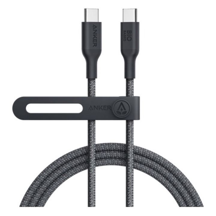 Cablu alimentare si date Anker, USB Type-C (T) la USB Type-C (T), 1.8m 140W, invelis nylon bio, negru