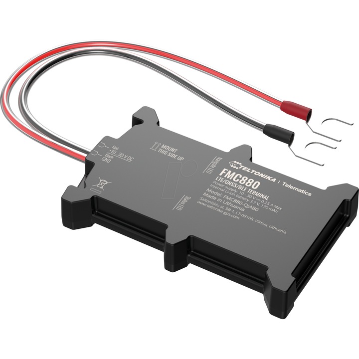 Dispozitiv GPS, TELTONIKA, 4G, Bluetooth, baterie interna, negru, 92.5x57.6x14mm