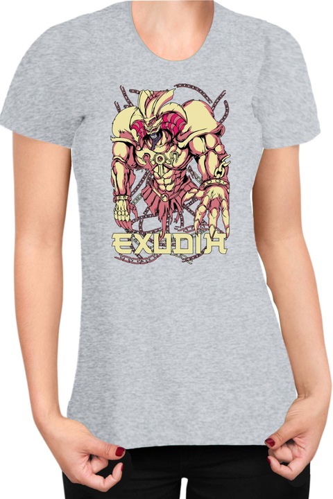 Női póló Japan Manga Anime Comics Tralala Yu Gi Oh Exodia, Melange világosszürke