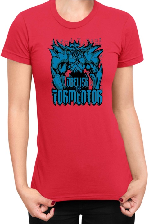 Női póló Japan Manga Anime Comics Tralala Yu Gi Oh Obelisk The Tormentor, Piros